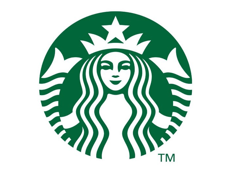 Starbucks logo. Logo is a green and white mermaid wearing a crown.