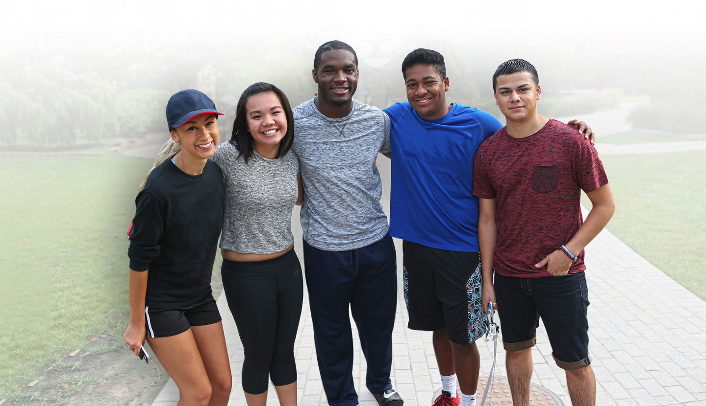 Xavier students pose on campus