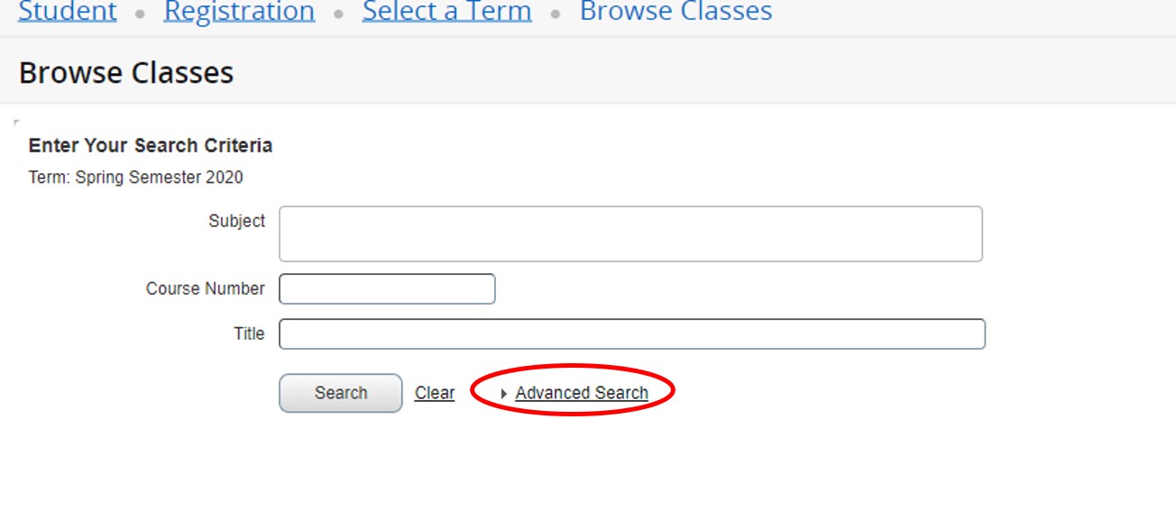 screenshot that shows advanced search
