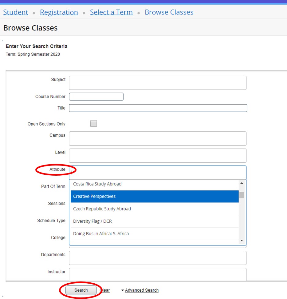 screenshot that shows browse for attributes