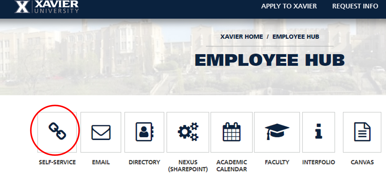 Screenshot of self-service icon on current students webpage