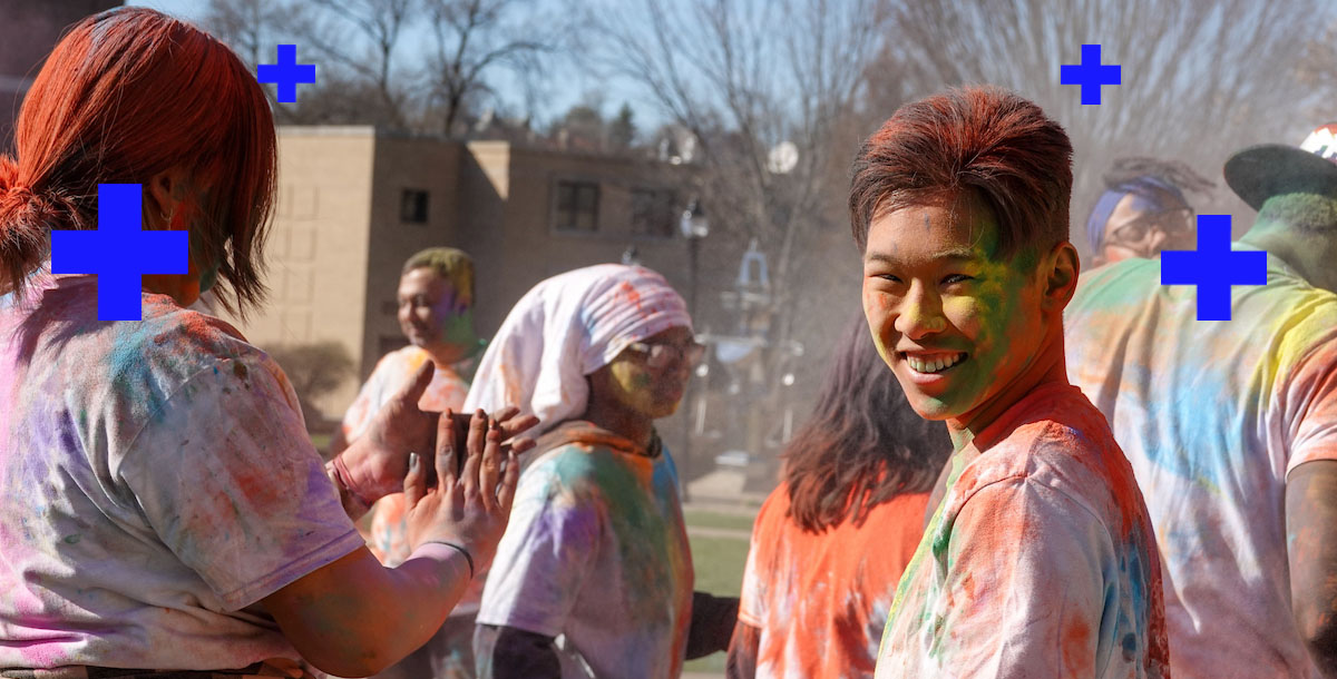 Students in colorful paint
