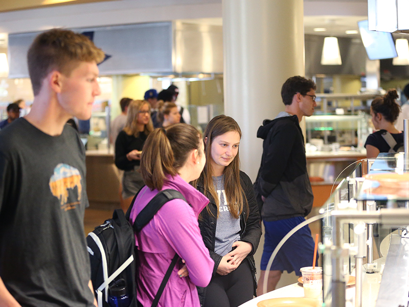 Students in line for food at the Hoff E. Dining Commons
