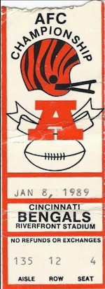 Bengals AFC Championship Ticket Stub from 1989