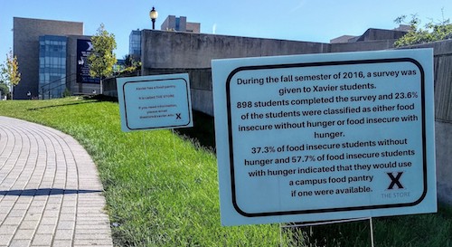 campus sign about food insecurity
