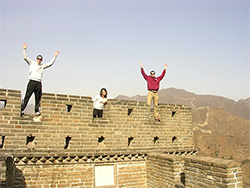 Group photo of students on a building in China