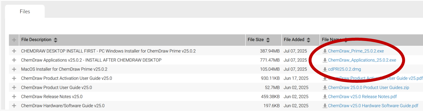 Screenshot of Chemdraw File Description with File Name circled
