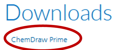 Screenshot with ChemDraw Prime circled under downloads