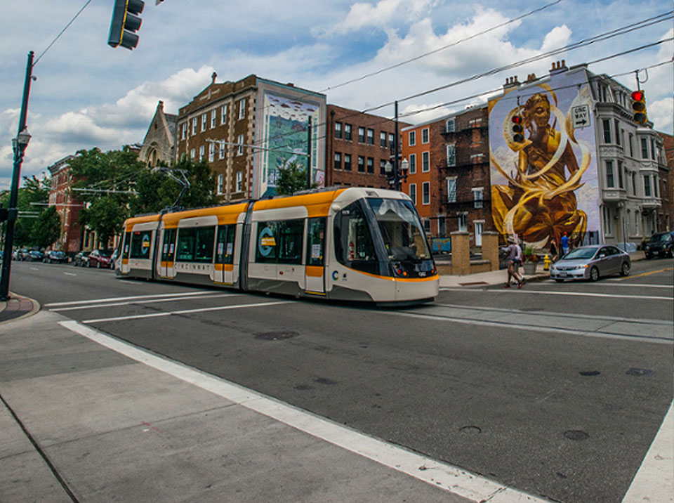 Streetcar in downtown Cincinnati