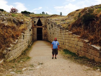 Photo of Corey Sadosky next to a Tomb