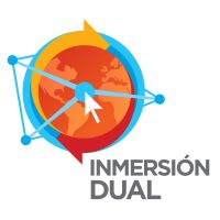 An orange and blue logo for the Virtual Dual Immersion Program