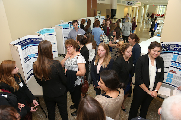 People gathered to share and look at projects