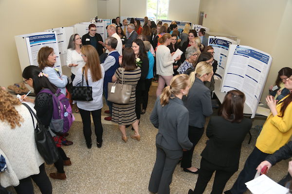 People gathered to share and look at projects