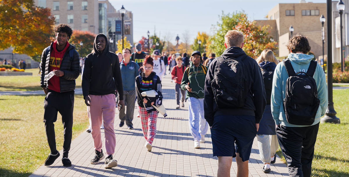 Student walking to class