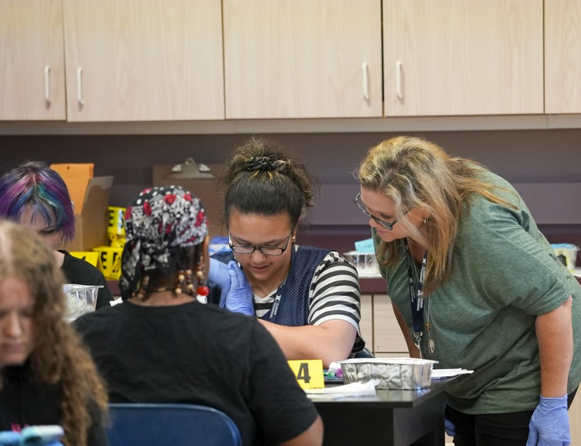 Professor helping student
