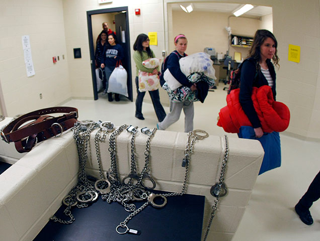 Criminal justice majors learning inside a prison