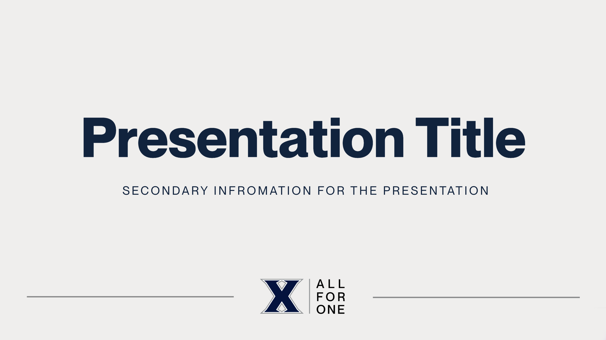 Presentation slide template G with gray background with navy text in center