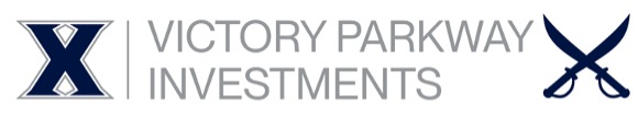 Xavier's X logo to the right of text 'Victory Parkway Investments'. A graphic of swords crossing to form an X is to the left of the text.