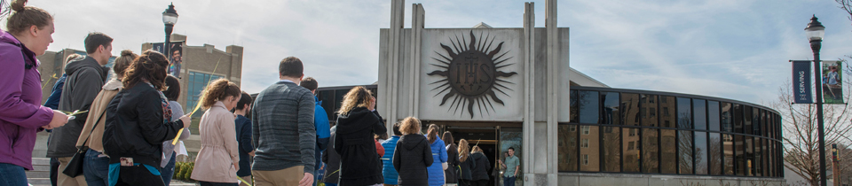 Students entering Bellarmine Chapel