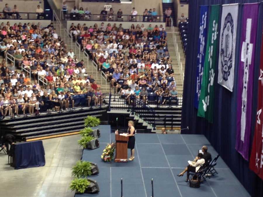 Manresa Speech inside the Cintas Center at Xavier University