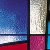 Close up of stained glass, fused in square shapes