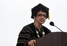 Linda M. LeMura giving a graduation speech