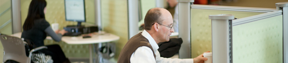 People working in a library