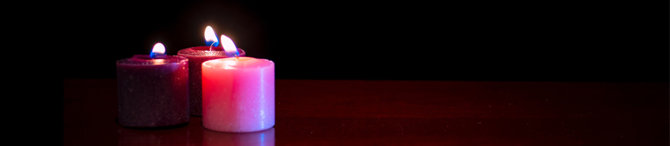 Three Advent candles in preparation to celebrate Christmas