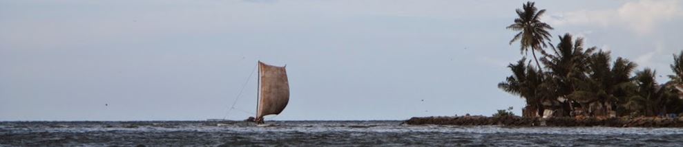 Sailboat off the shore of an island