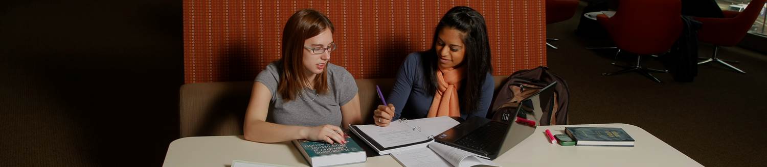 Two students studying at a table