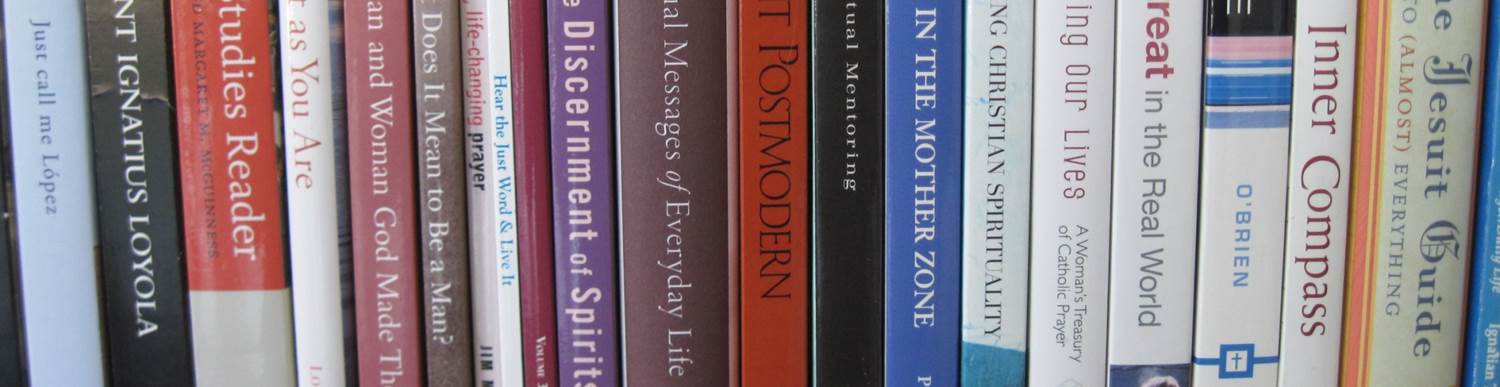 Bookshelf lines with Christian books
