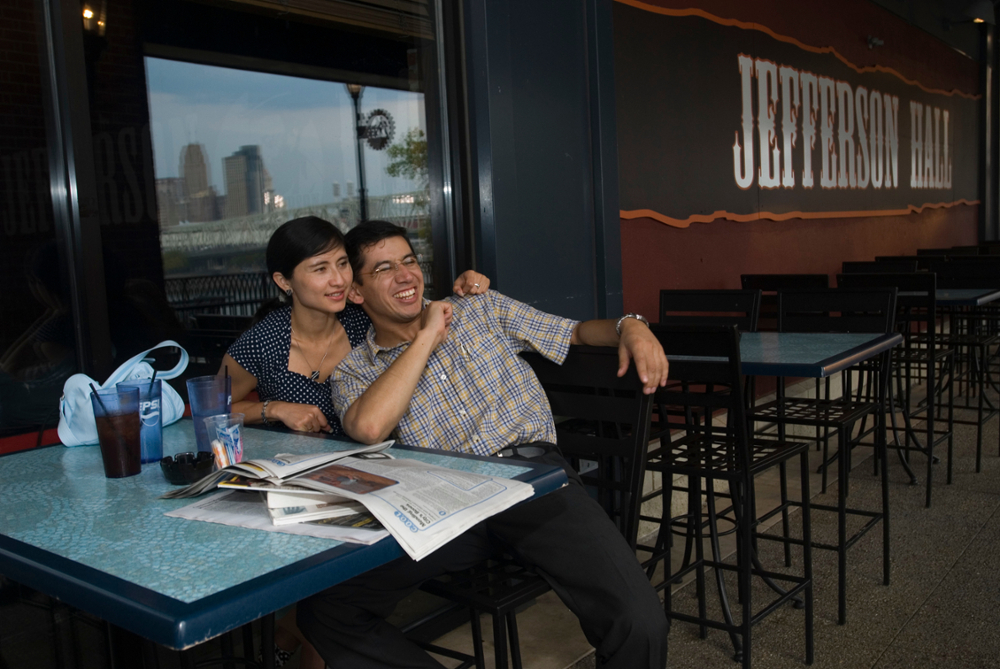 Couple inside a restaurant