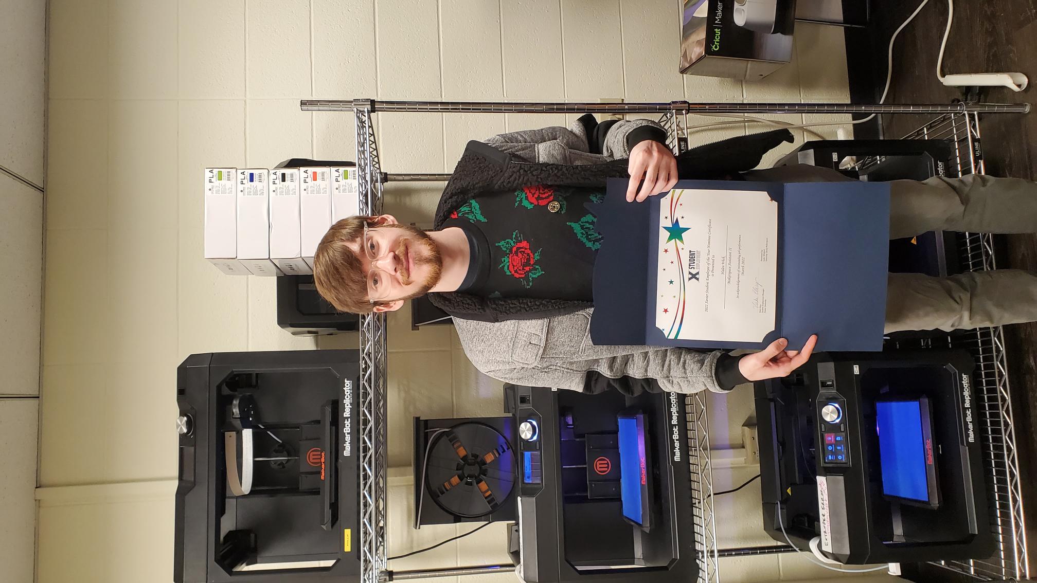 Halen Wick, Makerspace Student Manger, was nominated for the 2022 Student Employee of the Year.