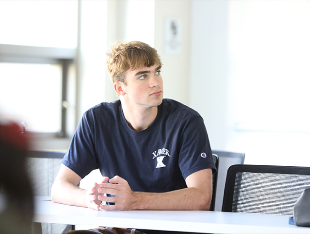 Students in the full-time MBA program learning in a classroom