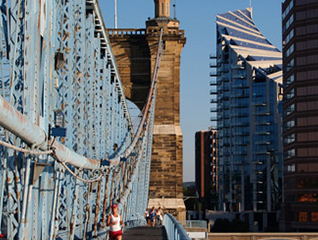 Roebling Suspension Bridge in Cincinnati, Ohio