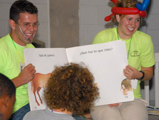 Two educators leading a program during the annual summer reading camp