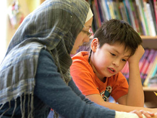 Master of Education in Reading program student working with children