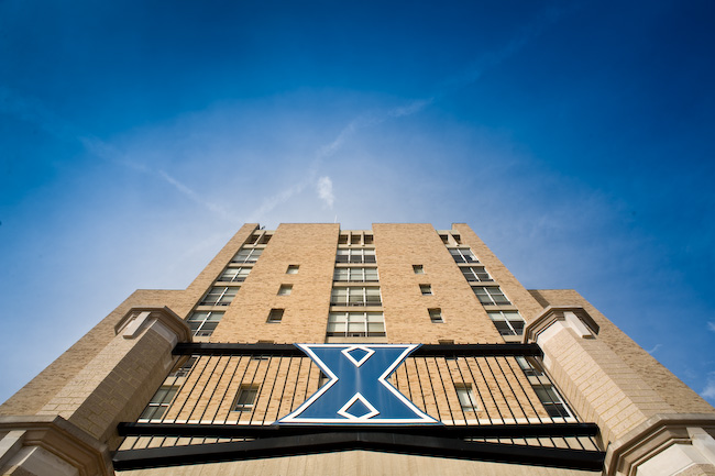 Photo of a building with the X logo in the Bottom Center