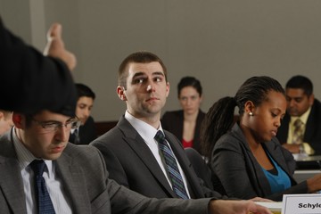 Graduate students in a classroom