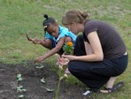 Students working outside