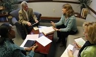 Faculty members having an important discussion