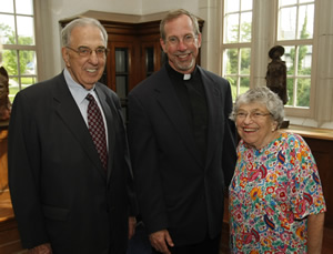 Photo of Ruth and Robert Conway with Father Graham