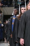 Students lined up in their caps and gowns during a commencement ceremony