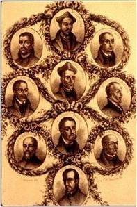 Portraits of 10 men 