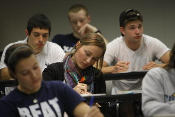 Students participating in class