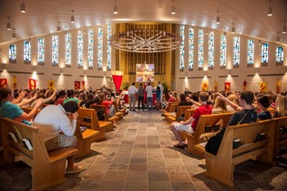 The interior of Bellarmine Chapel during mass