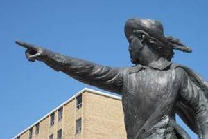 Close-up shot of D'Artagnan statue