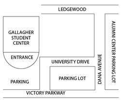 Gallagher Theater and Parking map & directions