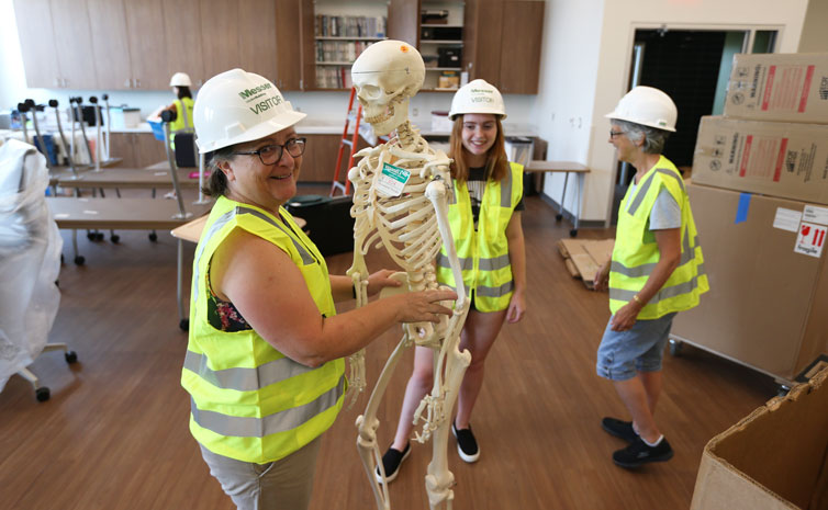 OT staff with skeleton