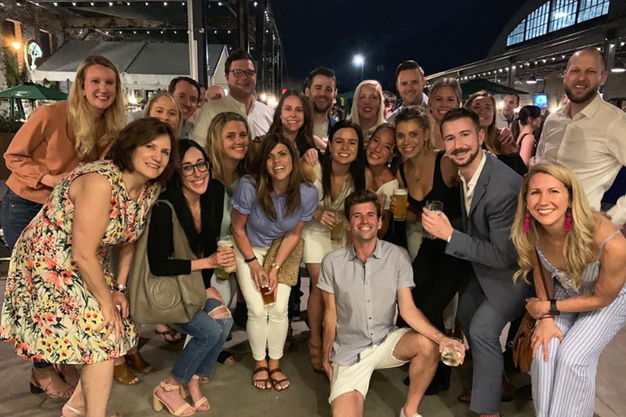 Group Photo of Katie Ryan with fellow alumni and close friends